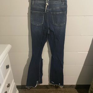 Flying monkey buckle jeans, super high rise, flare distressed bottoms